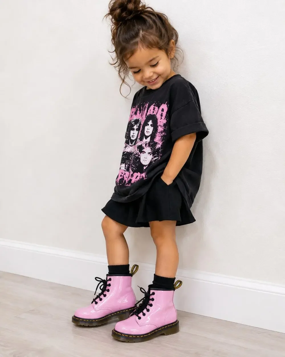 Dr. Martens Toddler 9 Pink Patent Combat Boots Kids Punk Grunge Y2K